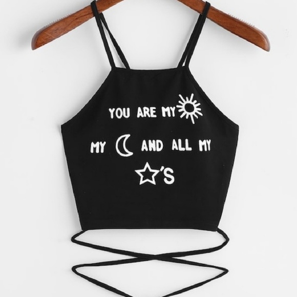 Printed Lace Up Crop Top - Picture 2 of 5